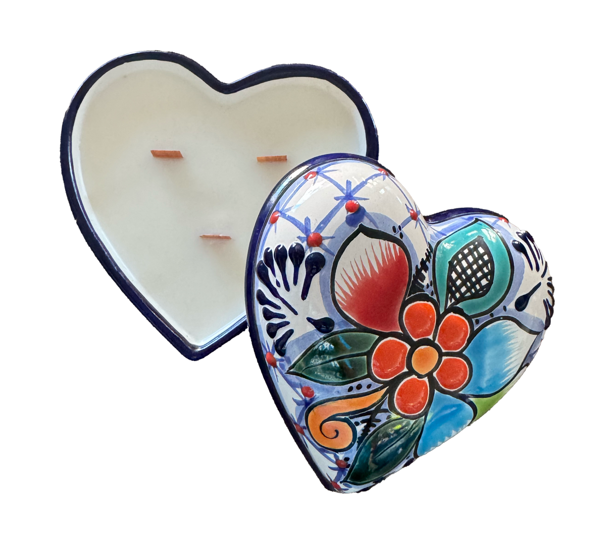 Talavera Heart Jewelry Case Candle