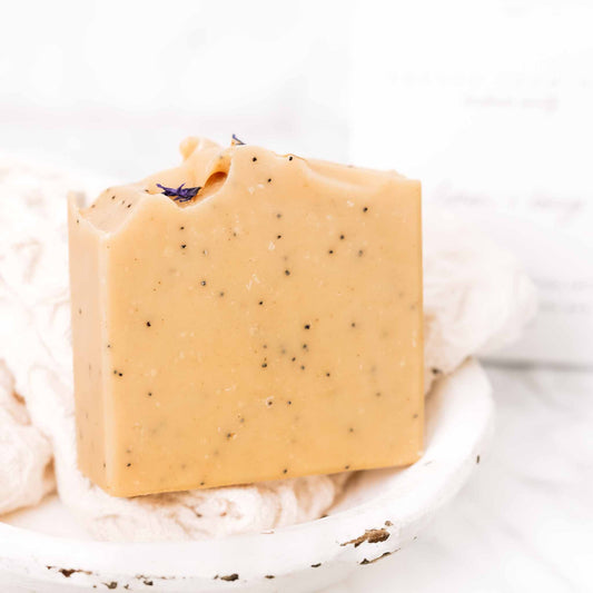 Lemon + Honey + Poppy Seed Handmade Tallow and Goat Milk Soap Bar